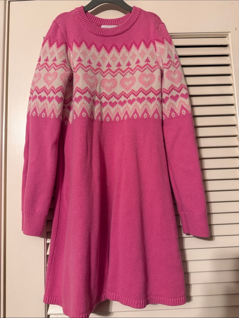 Size 10/12 Pink Heart Print Sweater Dress